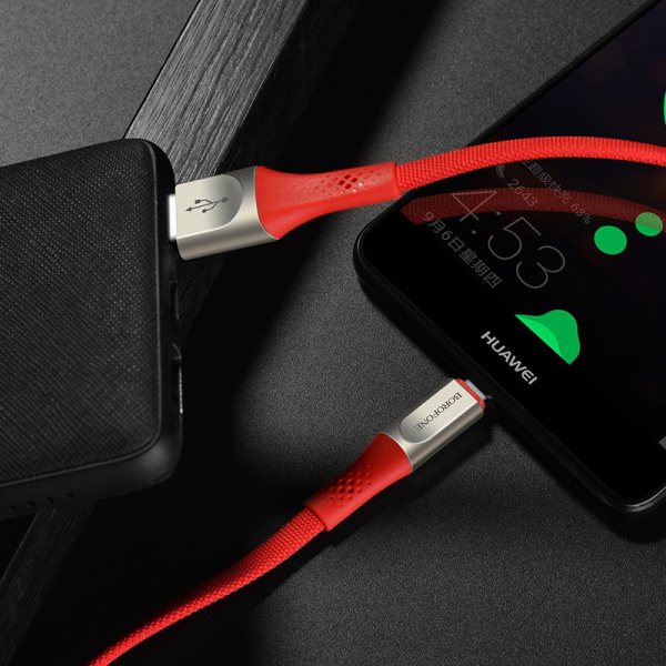 Кабель Borofone BU7 Superior, USB - USB Type-C, 1.2 м, красный