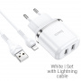 Зарядное устройство HOCO N4 Aspiring Lightning, 2.4A, белый