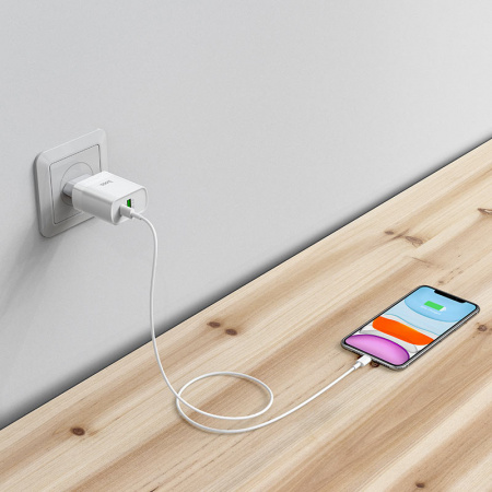 Зарядное устройство HOCO C80A Rapido, 3.1A, белый, Двойной порт USB/ Type-C,PD3.0, QC3.0 / QC2.0, FC